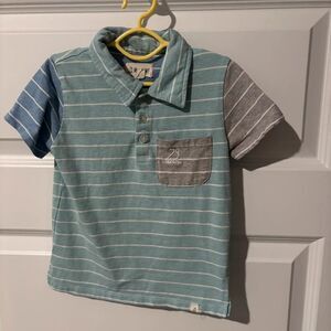 Me & Henry Boys Striped Polo Shirt 3-4Y Colorblock Pocket Preppy
